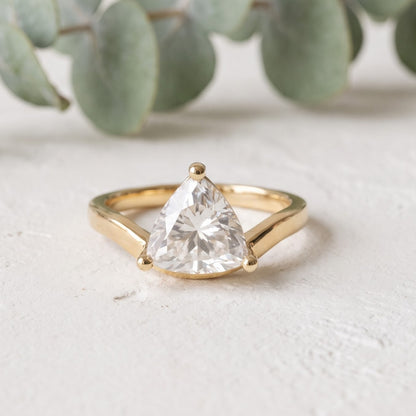 Trilliant Cut Lab Grown Diamond Ring in Gold