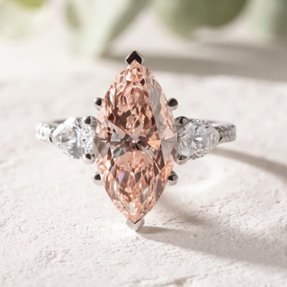 Pink Marquise Lab Grown Diamond Engagement Ring