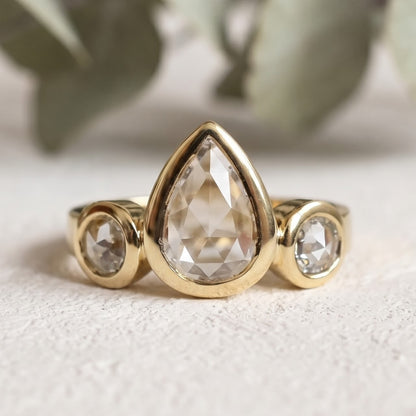 Lab-Grown Pear Diamond Bezel Set Bridal Ring