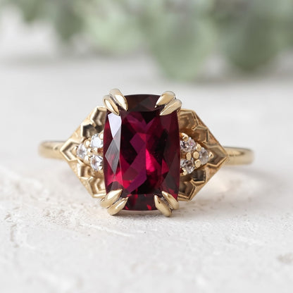 Pink Tourmaline Cushion Cut Gemstone Ring