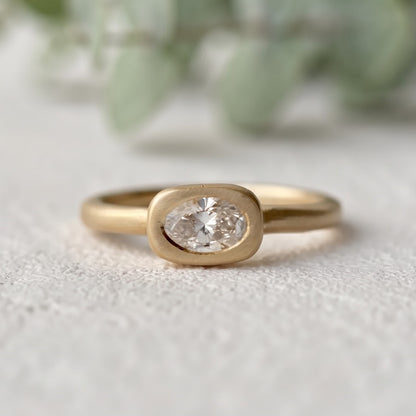 Oval Lab Grown Diamond Ring Bezel Set Solitaire Handmade