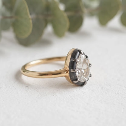 Pear Rose Cut Lab Grown Diamond Ring