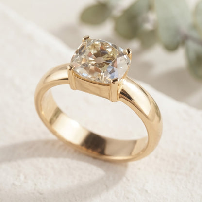 Old Mine Cushion Cut Lab Grown Diamond Ring 2.00 Ct