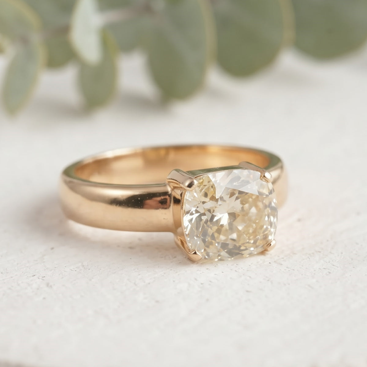 Old Mine Cushion Cut Lab Grown Diamond Ring 2.00 Ct