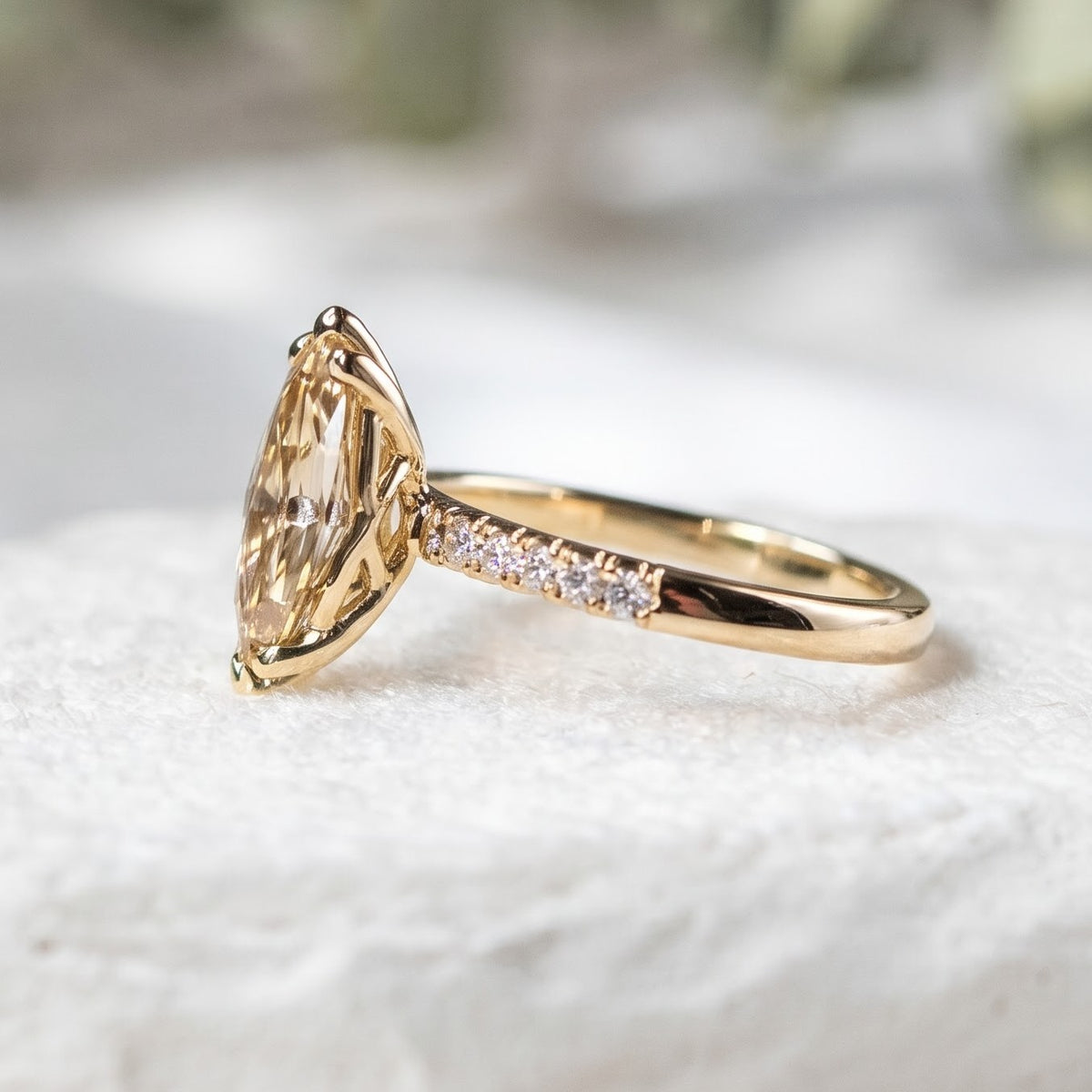 Unique Cut Champagne Marquise Diamond Ring