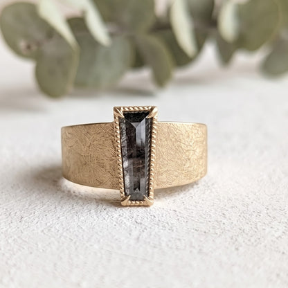 Salt and Pepper Step Cut Diamond Band
