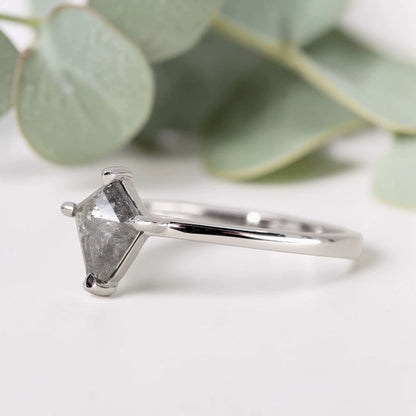 Kite Salt and Pepper Diamond Ring with Bezel Setting