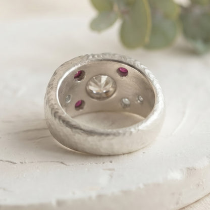Round Ruby Handmade Band with Lab Grown Diamonds