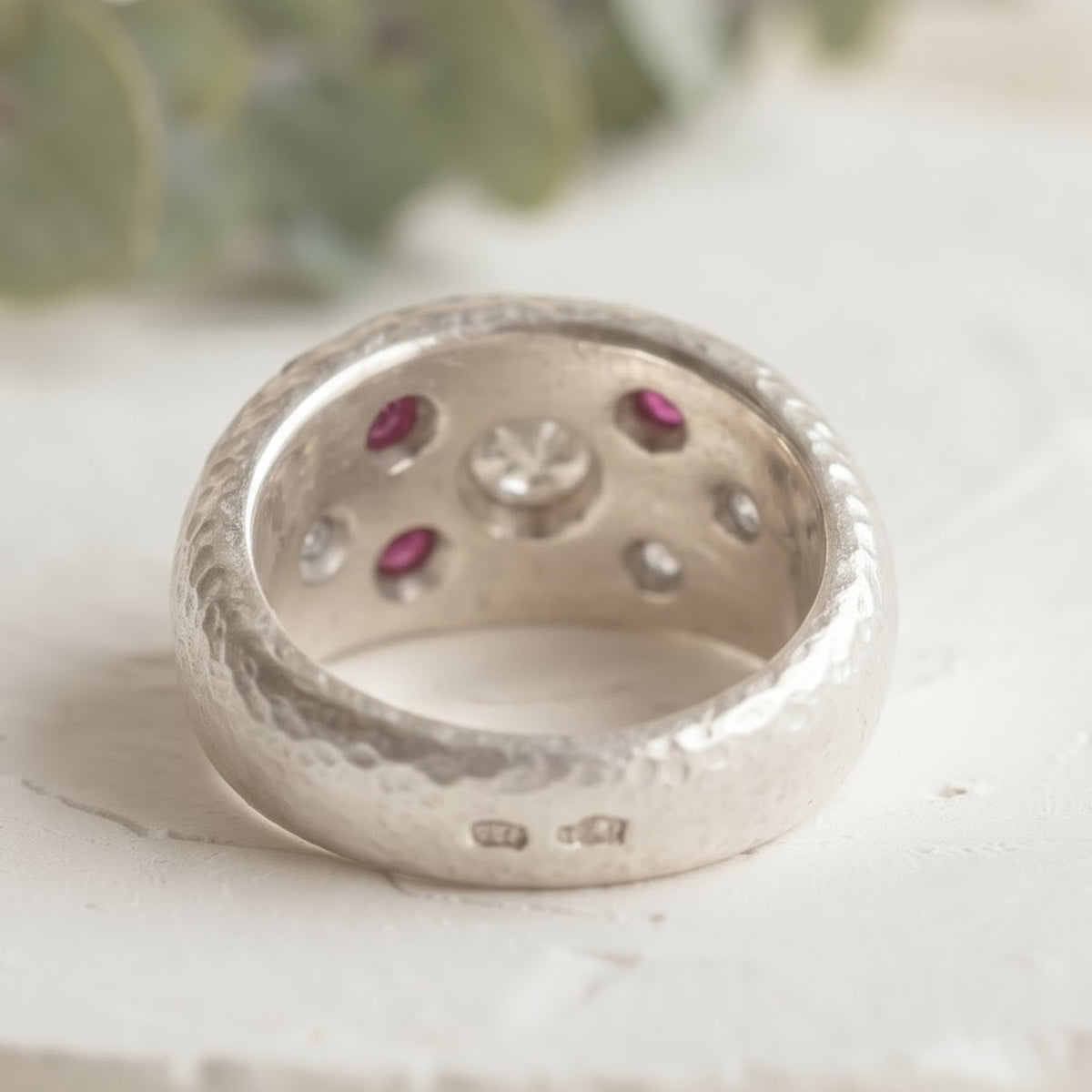 Round Ruby Handmade Band with Lab Grown Diamonds