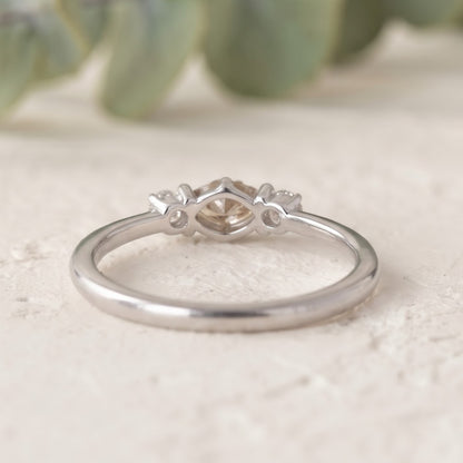 Marquise Cut Champagne Lab Grown Minimalist Diamond Ring