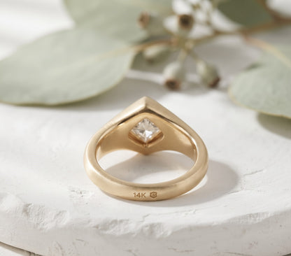 Princess Cut Diamond Bezel Engagement Ring in Gold