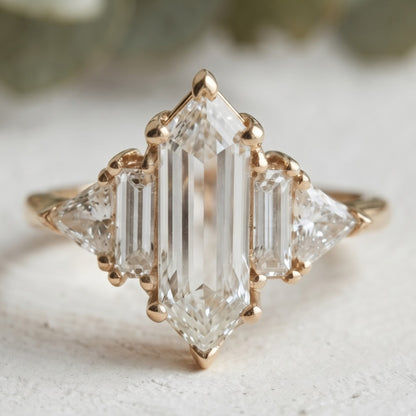 Elongated Hexagon Lab-Grown Diamond Ring