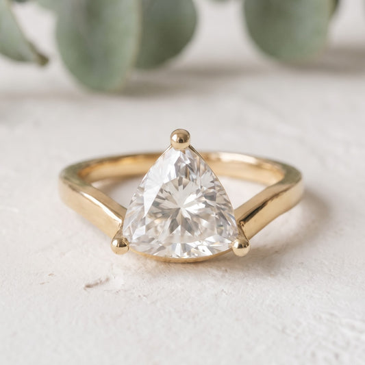 Trilliant Cut Lab Grown Diamond Ring in Gold