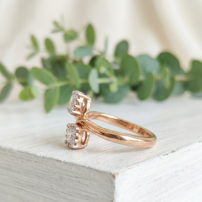 Cushion Cut Salt and Pepper Diamond Ring featuring a 1.31 CT natural salt and pepper diamond with grey organic inclusions in a twist contemporary setting with a reverse tapered 2.20 mm band, designed as an alternative engagement ring.