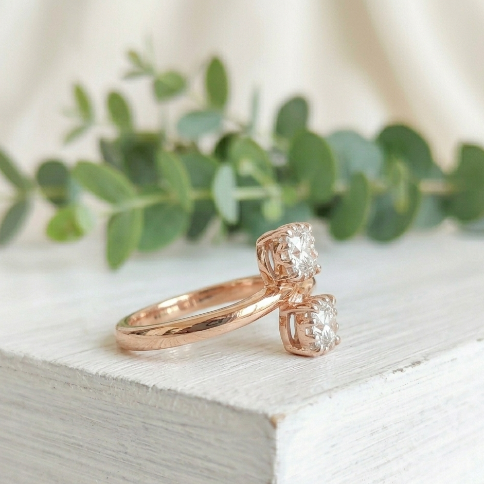 Cushion Cut Salt and Pepper Diamond Ring featuring a 1.31 CT natural salt and pepper diamond with grey organic inclusions in a twist contemporary setting with a reverse tapered 2.20 mm band, designed as an alternative engagement ring.