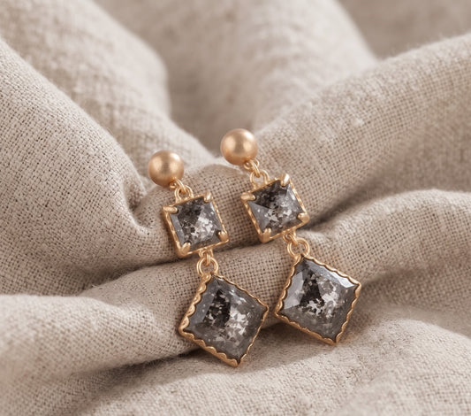 Salt and Pepper Diamond Drop Earrings