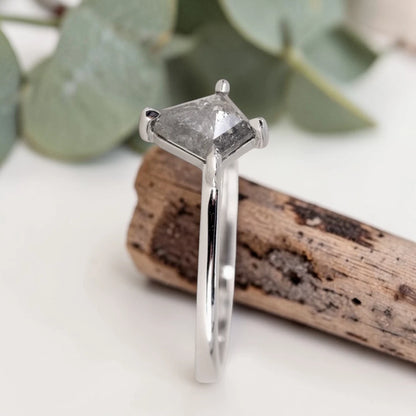 Kite Salt and Pepper Diamond Ring with Bezel Setting