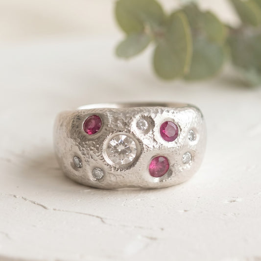 Round Ruby Handmade Band with Lab Grown Diamonds