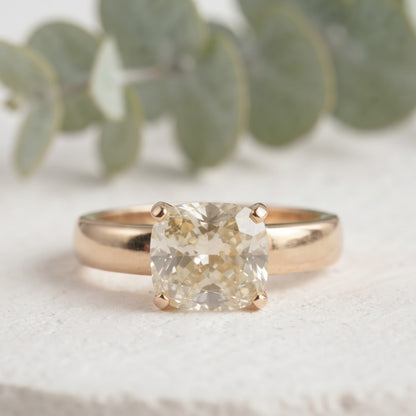 Old Mine Cushion Cut Lab Grown Diamond Ring 2.00 Ct