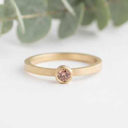 Pink Round Gemstone Bezel Ring