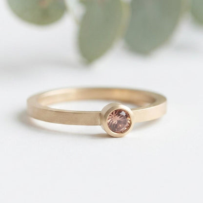 Pink Round Gemstone Bezel Ring