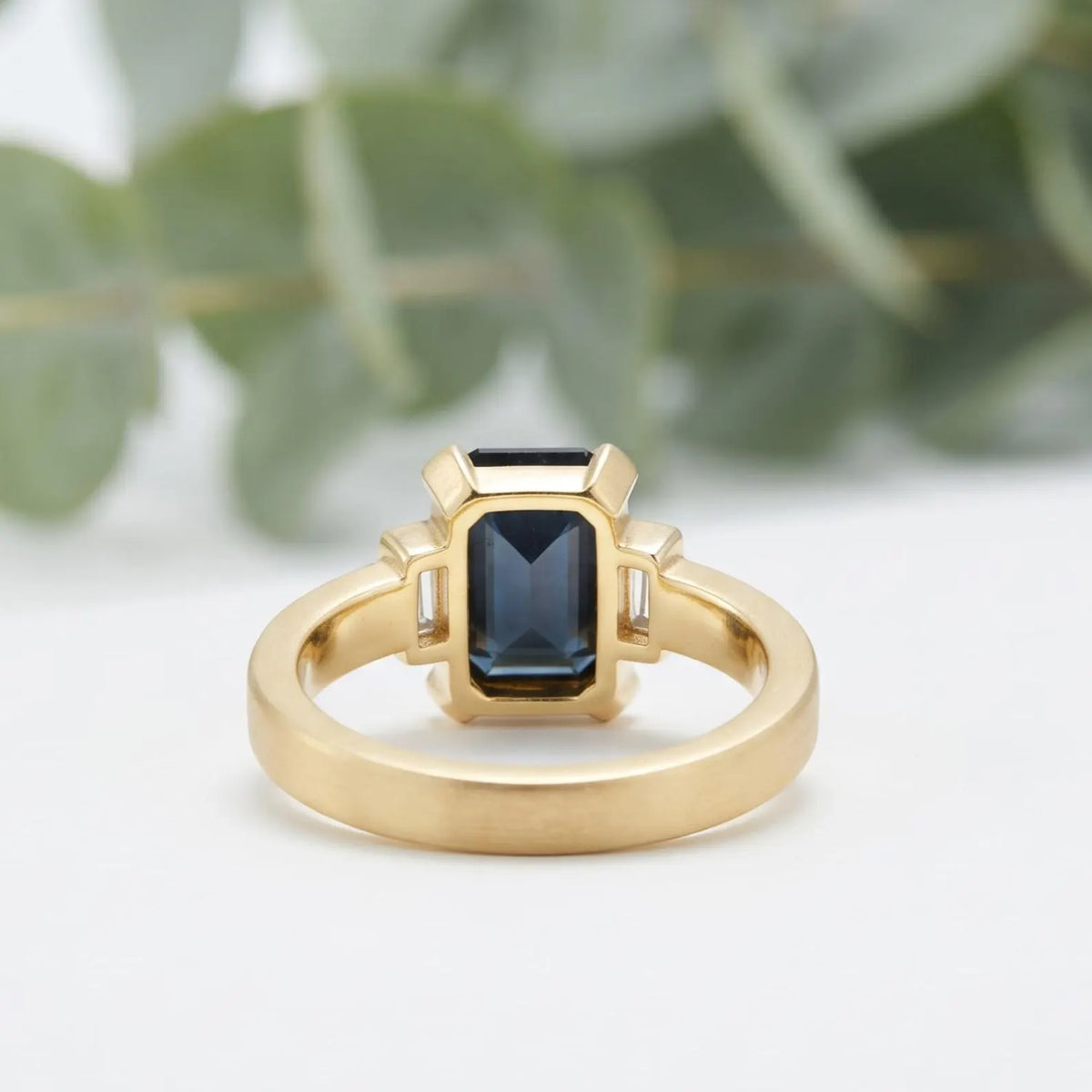 Emerald Cut Sapphire Diamond Ring