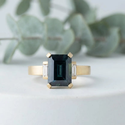 Emerald Cut Sapphire Diamond Ring