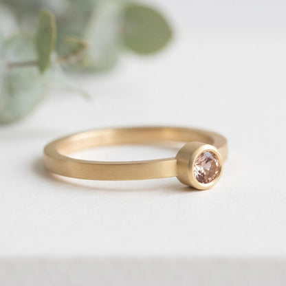 Pink Round Gemstone Bezel Ring