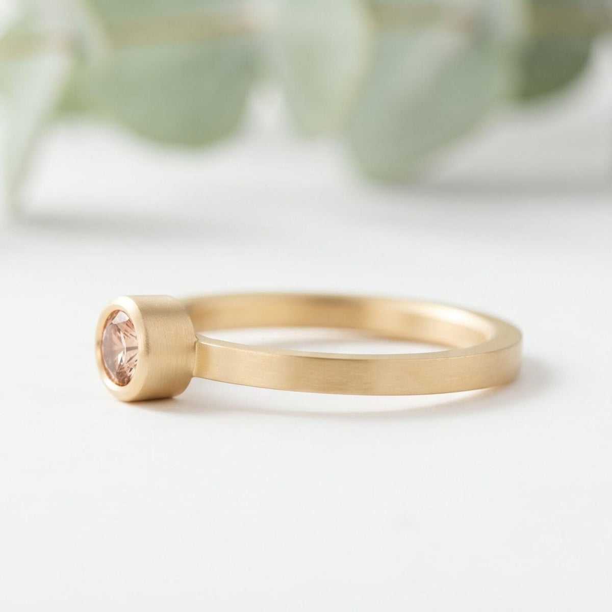Pink Round Gemstone Bezel Ring