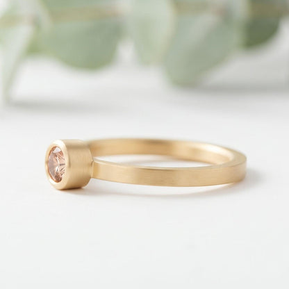 Pink Round Gemstone Bezel Ring