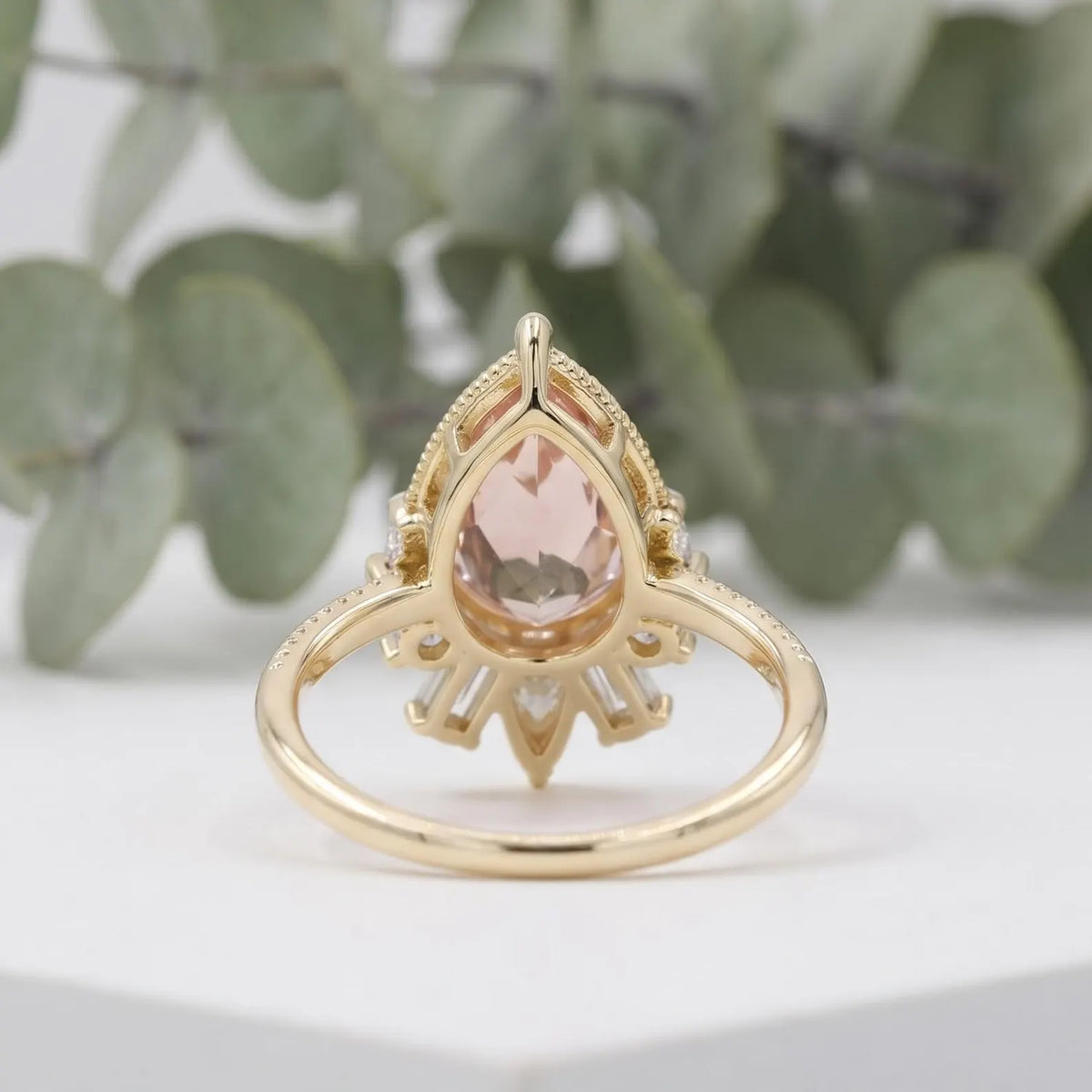 Pear Sapphire Lab Grown Diamond Ring With Diamond Accents