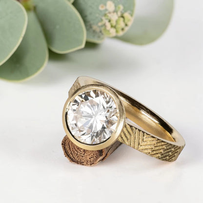 Brown Round Diamond Ring 2.05CT Solitaire Engagement Ring