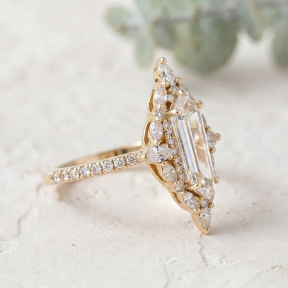 Diamond Halo Engagement Ring with Lab Grown Diamond Accents
