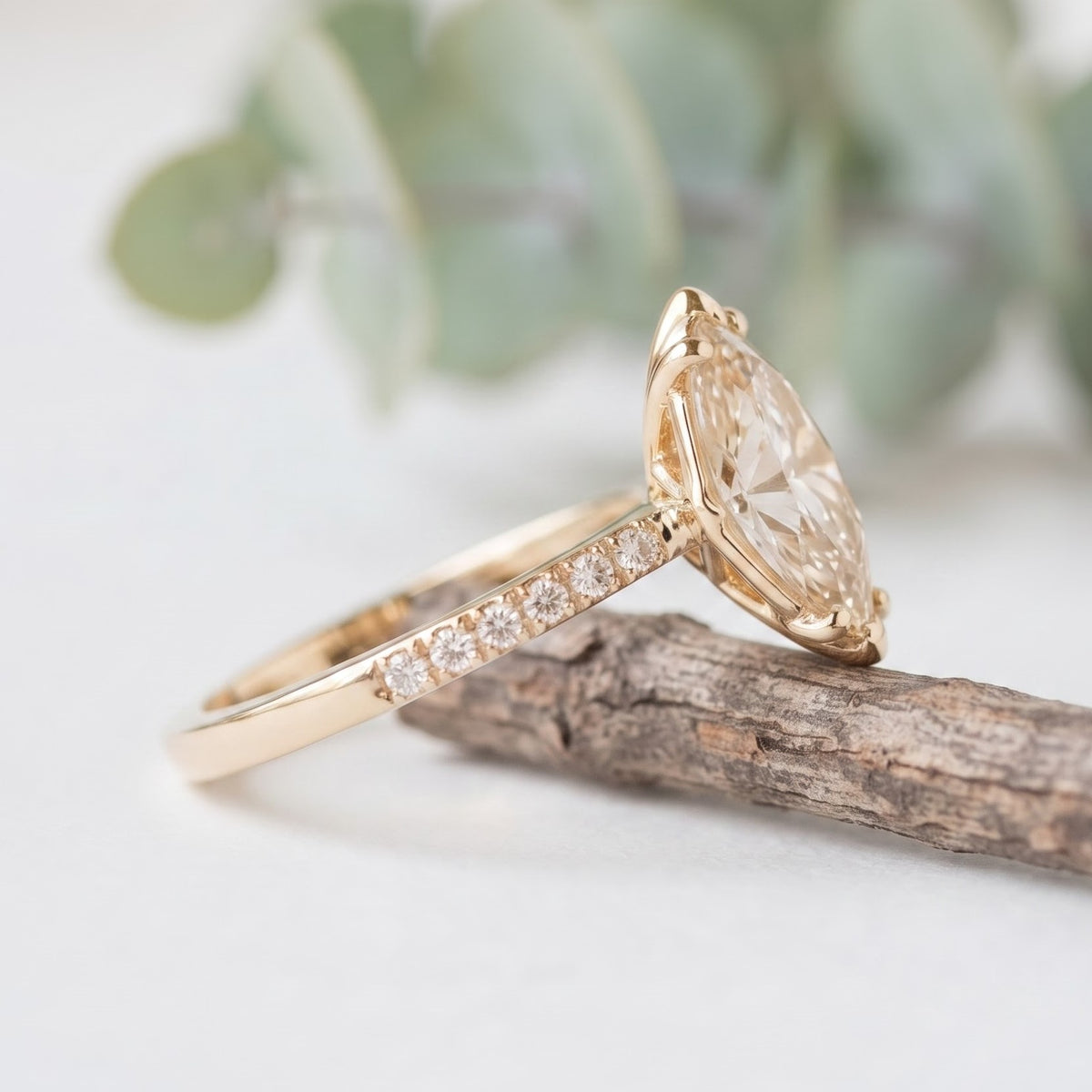 Unique Cut Champagne Marquise Diamond Ring