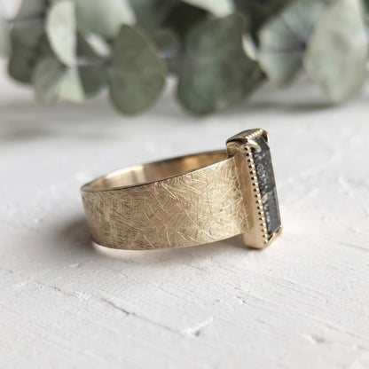 Salt and Pepper Step Cut Diamond Band