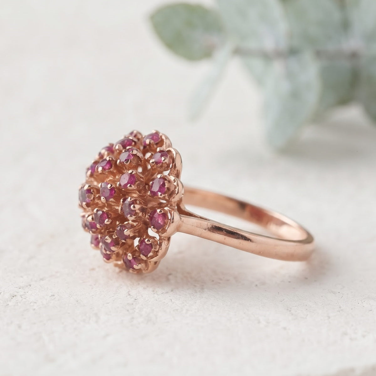 Bespoke Ruby Cluster Ring