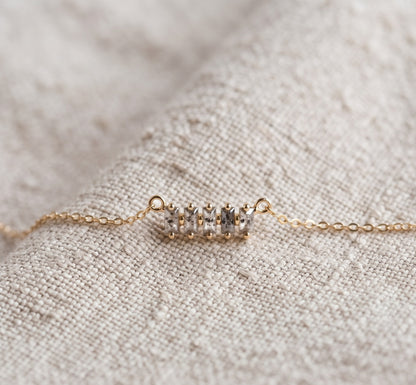 Unique Salt and Pepper Baguette Diamond Necklace