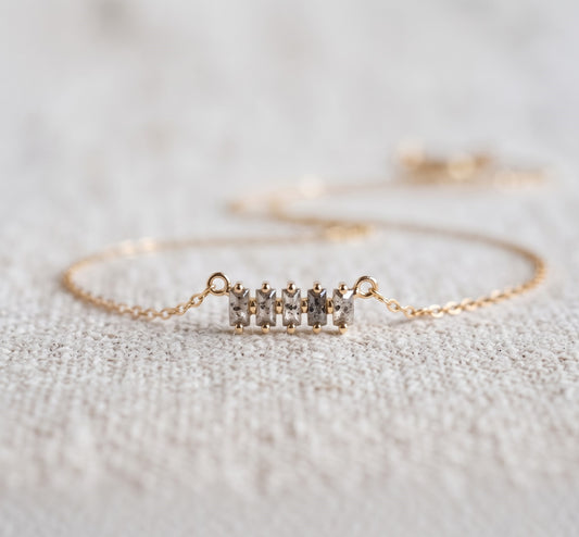 Unique Salt and Pepper Baguette Diamond Necklace