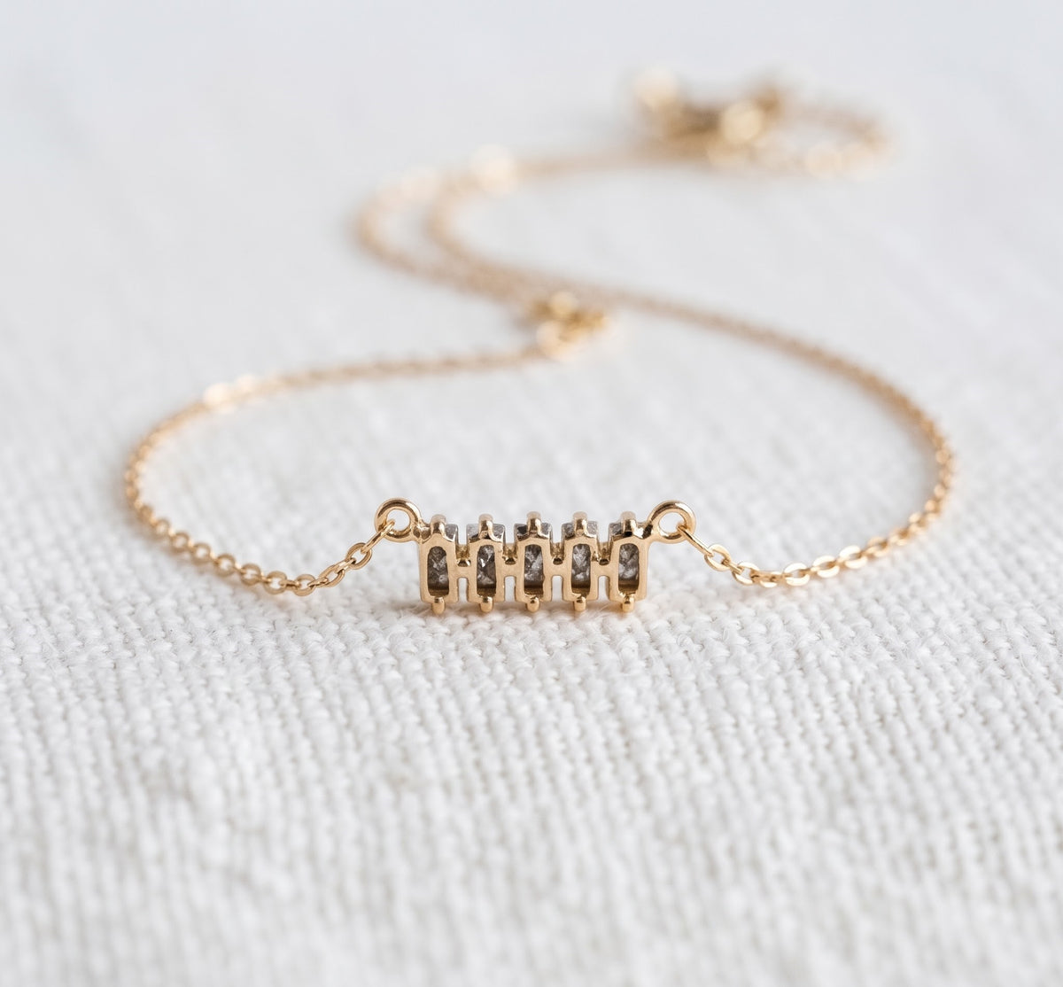 Unique Salt and Pepper Baguette Diamond Necklace