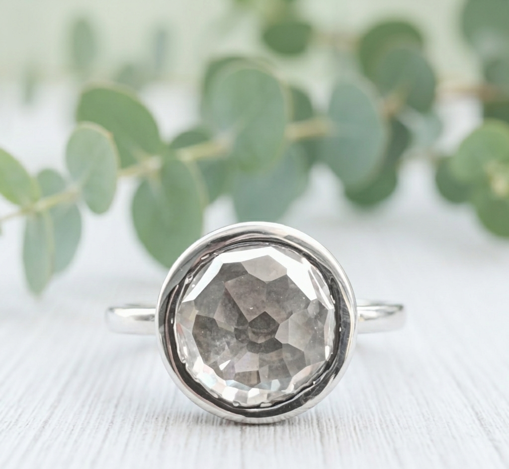 Old Round Cut Salt and Pepper Diamond Ring featuring a 2.94 CT natural salt and pepper diamond with organic black and white inclusions in a minimalist handcrafted engagement design with a straight 1.70 mm band and vintage-inspired character.