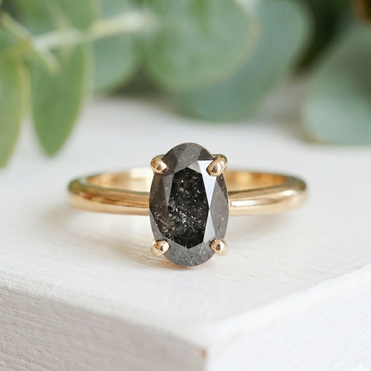 Oval Diamond Engagement Ring Solid Gold Promise Ring