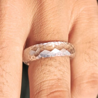 Pinalia’s signature ring featuring a distinctive natural diamond design with handcrafted fine jewelry detailing, showcasing a modern minimalist aesthetic and unique organic gemstone character in an elegant engagement style ring.