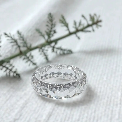 Pinalia’s signature ring featuring a distinctive natural diamond design with handcrafted fine jewelry detailing, showcasing a modern minimalist aesthetic and unique organic gemstone character in an elegant engagement style ring.