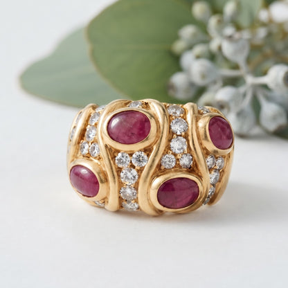 Art Deco Ruby Diamond Gold Ring