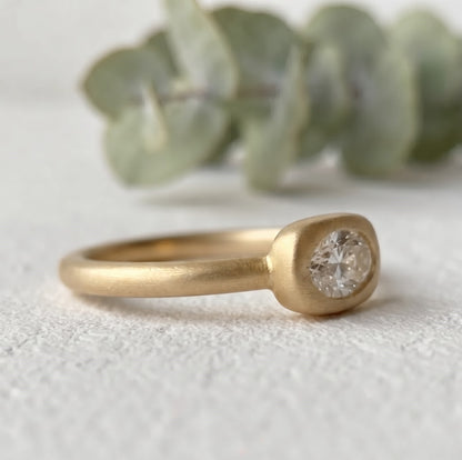 Oval Lab Grown Diamond Ring Bezel Set Solitaire Handmade