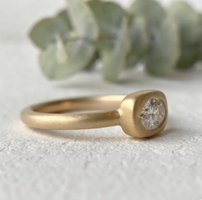 Oval Lab Grown Diamond Ring Bezel Set Solitaire Handmade