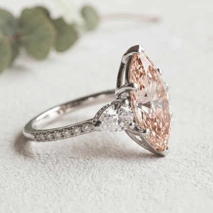 Pink Marquise Lab Grown Diamond Engagement Ring