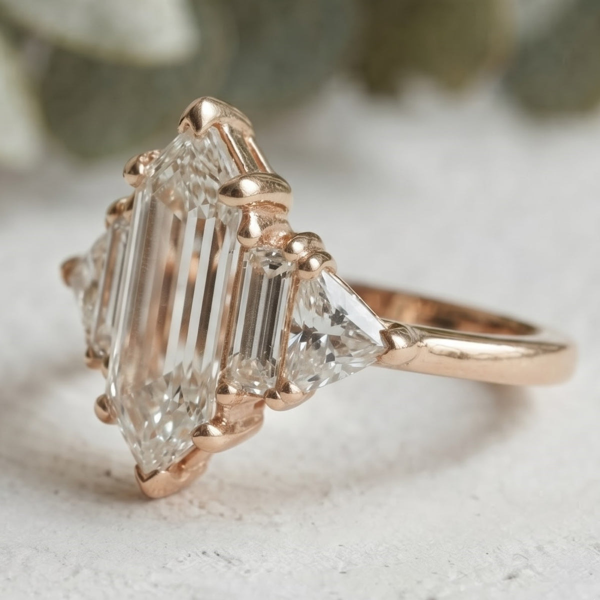 Elongated Hexagon Lab-Grown Diamond Ring