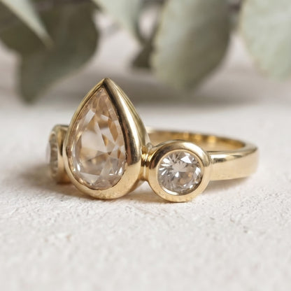 Lab-Grown Pear Diamond Bezel Set Bridal Ring