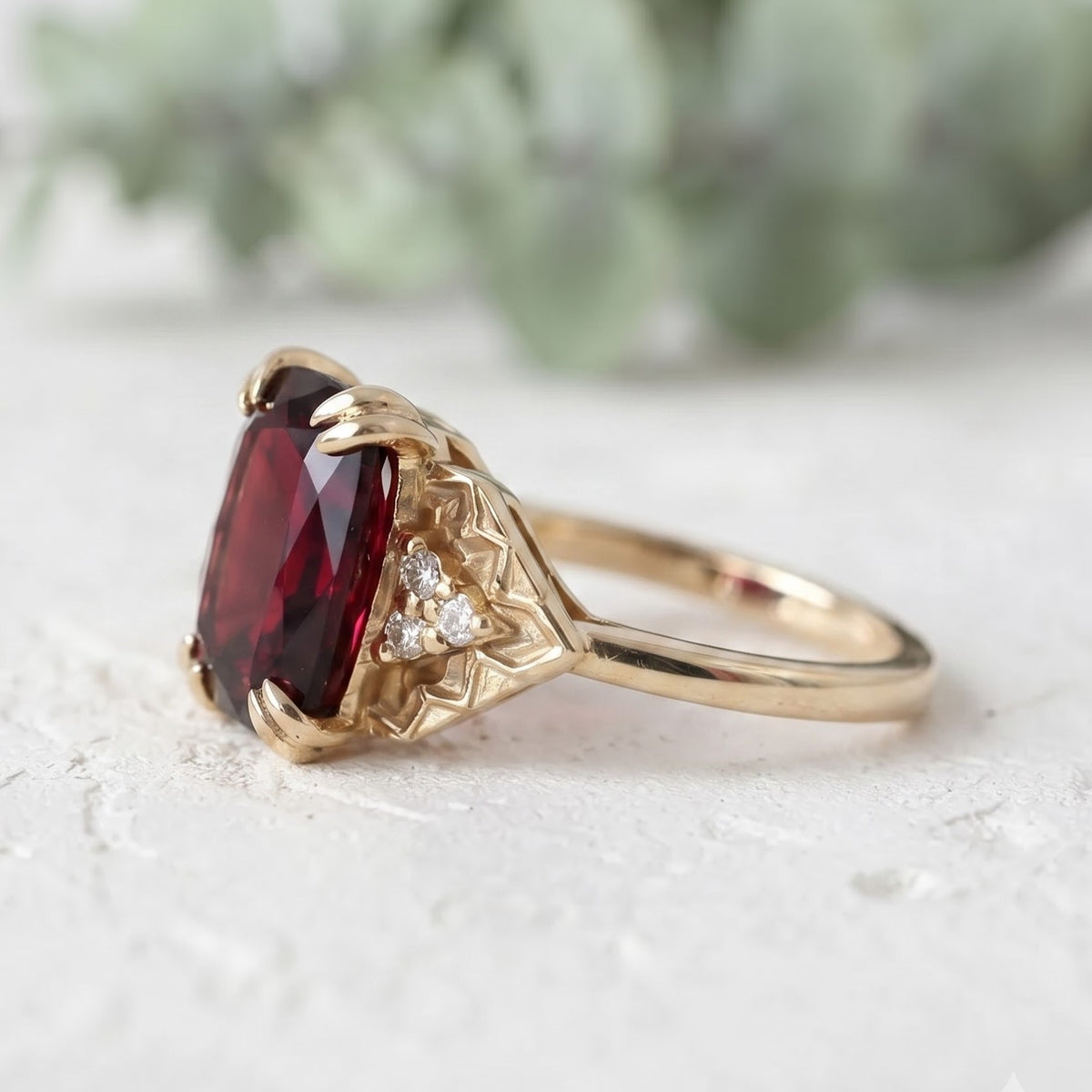 Pink Tourmaline Cushion Cut Gemstone Ring